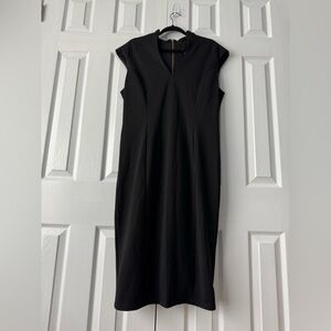 Alexia Admor Katrina Midi Dress Black Gold Zipper Cap Sleeve Size XL